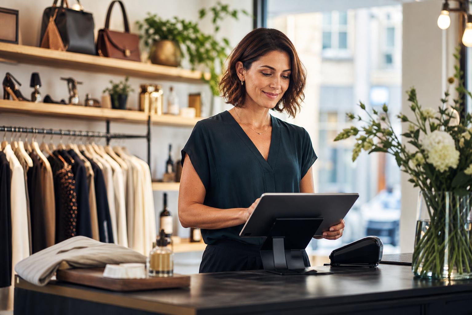 AuraPro POS interface on tablet in store