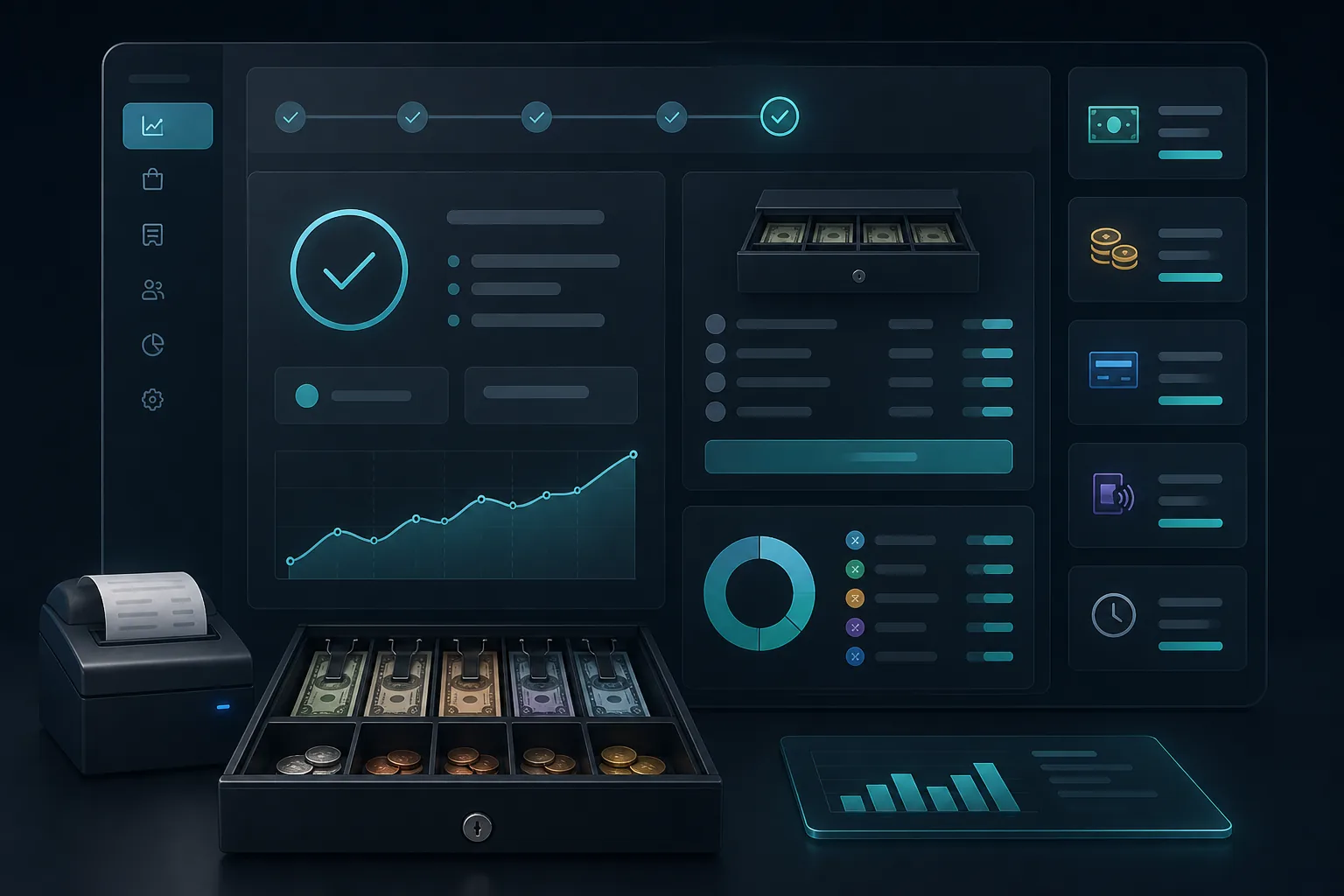 AuraPro Z closure: till totals and payment breakdown